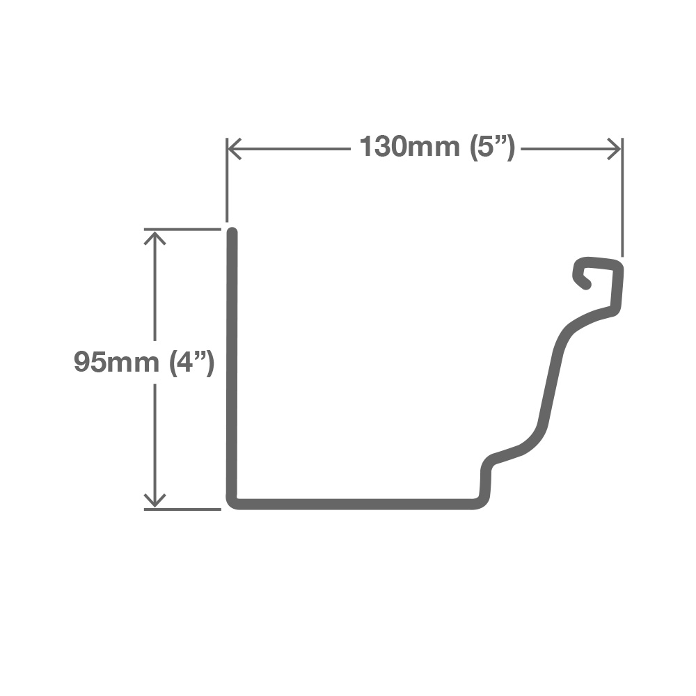 Seamless Aluminium Guttering Profile Diagram