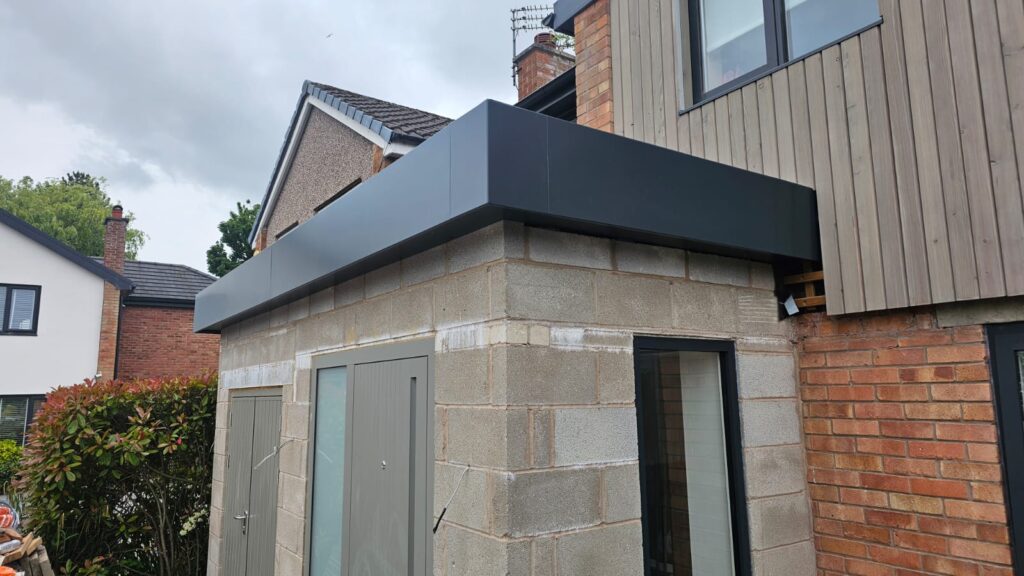 close up of aluminium fascia detail