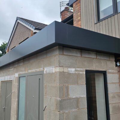 close up of aluminium fascia detail