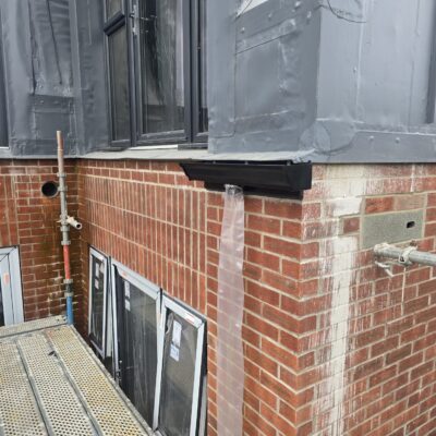 seamless gutters and temporary plastic bagging