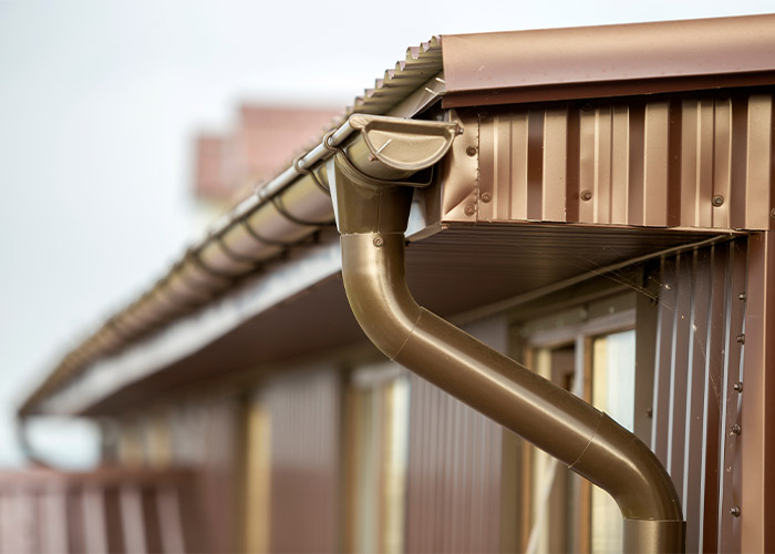 a metal gutter up close